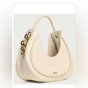 Cult Gaia Cream Shoulder Bag with Gold Ball Accents